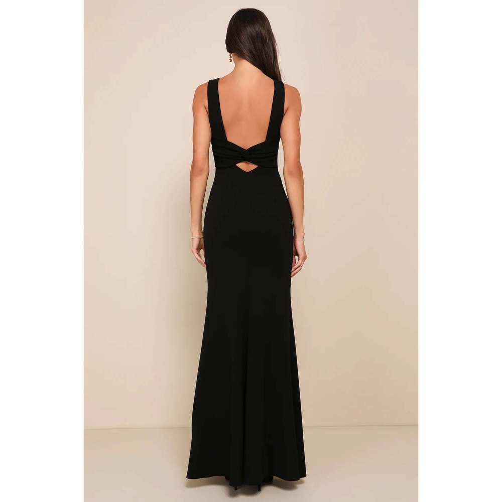 Lulus Love In Your Eyes Black Knotted Mermaid Maxi Dress Size XS - Picture 3 of 8